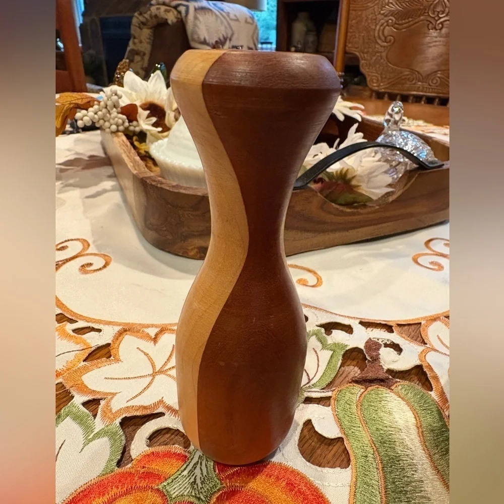 Wooden candle holder Set - Natural/Brown set of 3 handmade and signed